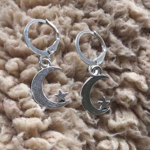 Moon and star earring hoops